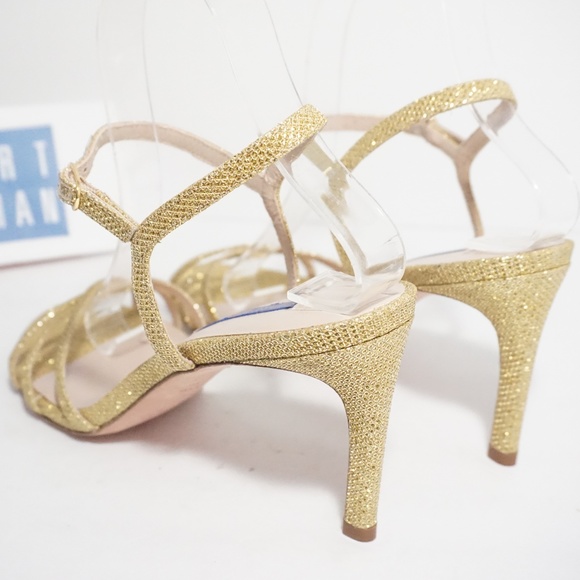 🆕Stuart Weitzman Crisscross Sandal Gold Glitter - Picture 3 of 8